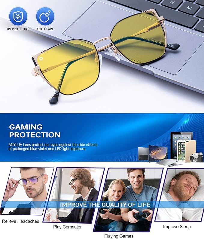 ANYLUV Blue Light Glasses for Woman Men, Womens Blue Light Blocking Glasses Computer Glasses Anti Eyestrain