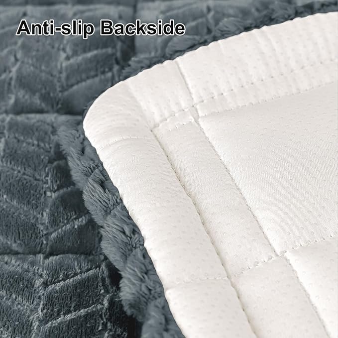 Smiry Non Slip Couch Covers for Dogs, Fuzzy Pet Couch Covers for 3 Cushion Sofa Pet Friendly, Soft Sofa Slipcovers Cushion Furniture Protector Washable (Dark Grey, 27.6" x 82.7")