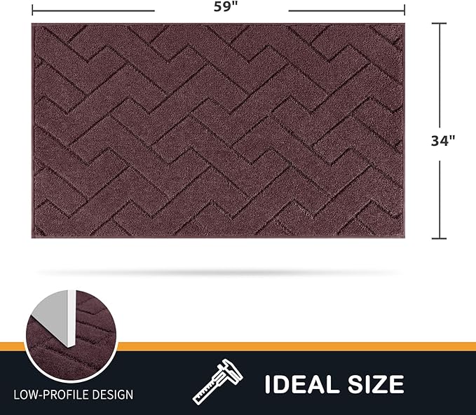 PURRUGS Dirt Trapping Door Mat 34" x 59", Non-Slip Machine Washable Entry Rug, Dog Doormat, Indoor Front Door Mat, Super Absorbent Entryway Rug for Muddy Shoes & Paws, Burgundy Red