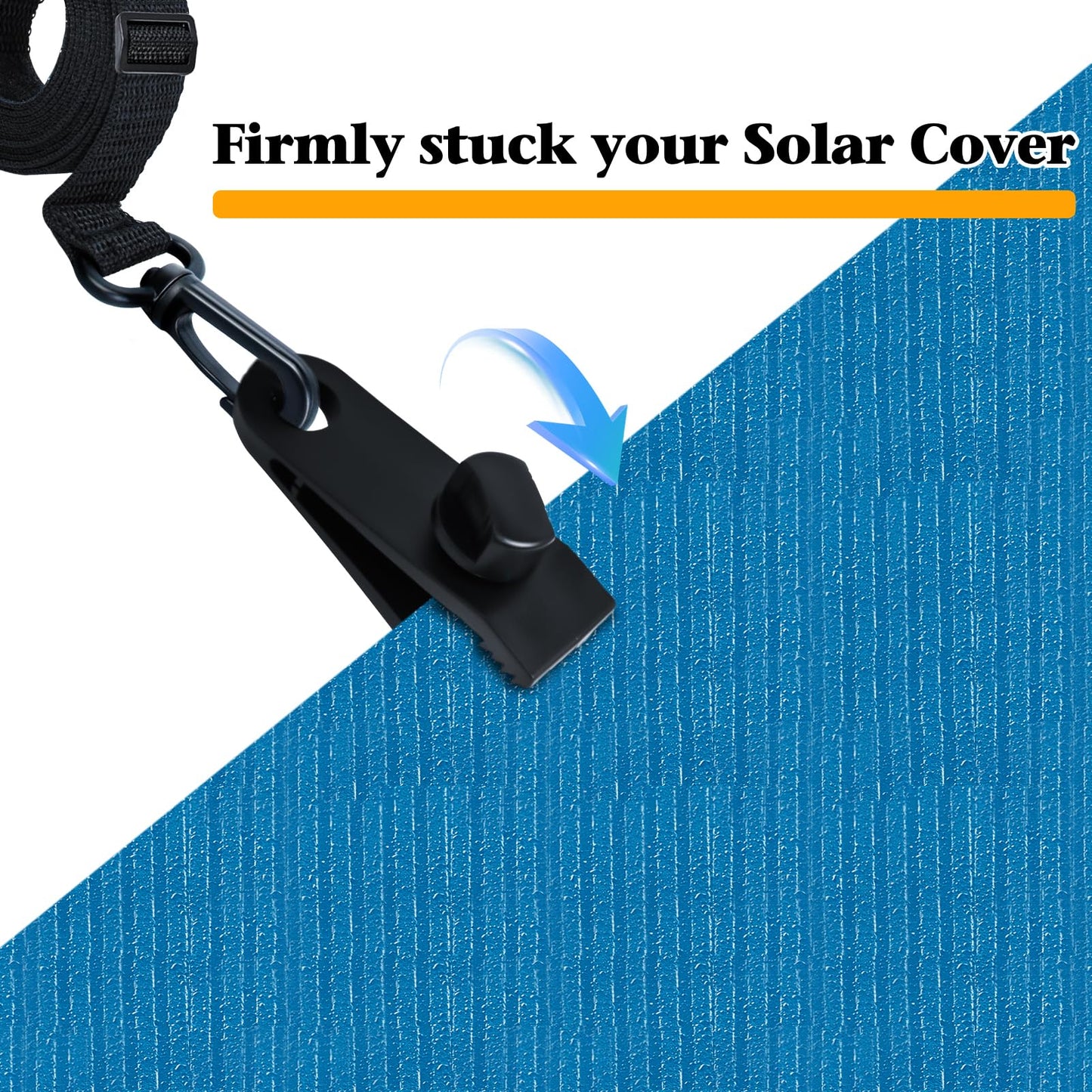 18Pcs Adjustable Length Upgraded Pool Solar Cover Reel Strap Pool Cover Reel Attachment Straps Pool Reel Strap Kit Including 6 Solar Cover Reel Blanket Straps with Hooks,6 Clamps,6 Touch Fastener