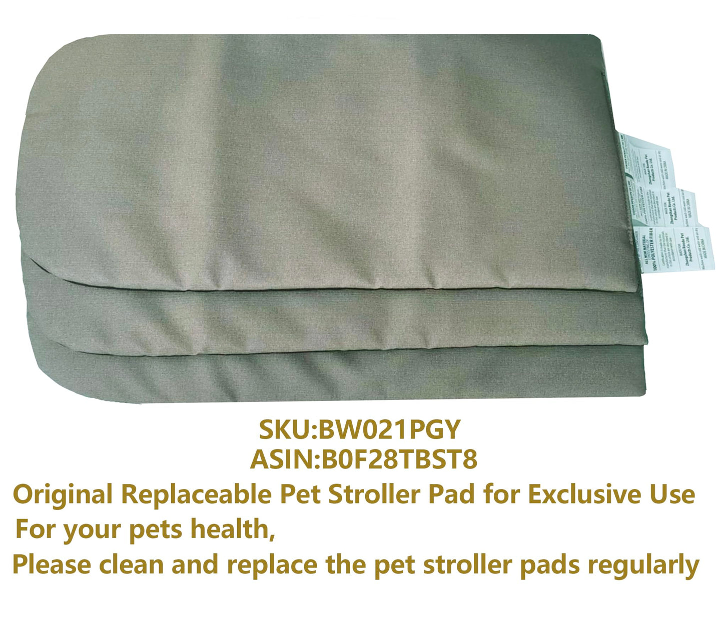 ROODO Pet Stroller Mat,Dog Stroller Cushion,Inner Pad for Exclusive Use,Original,Replaceable,Easy to Clean,Set of 3 pc(Gray)