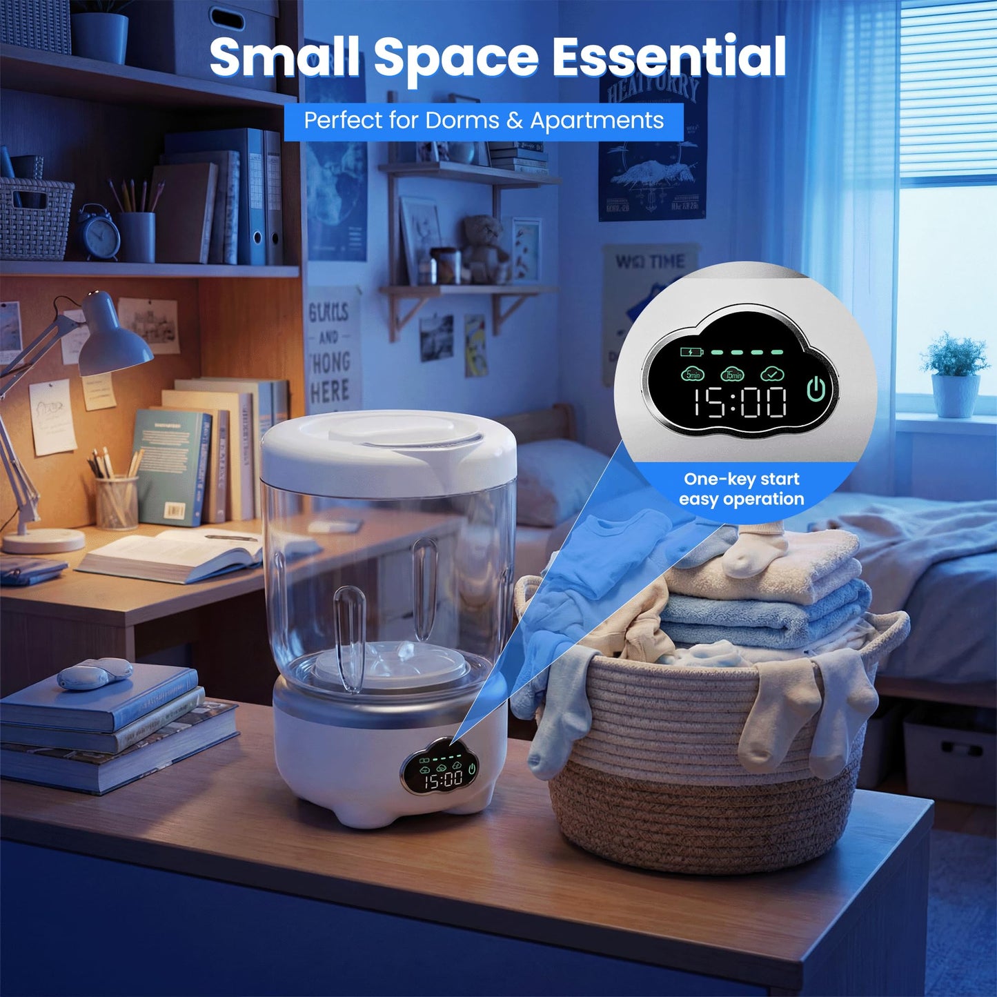 Mini Underwear Washing Machine, Portable Washing Machine, Upgrade 1.6L Foldable Mini Washer with 3 Modes, Rechargeable Laundry Machine for Socks, Bikinis,Baby Clothes, Travel, RV, Apartment