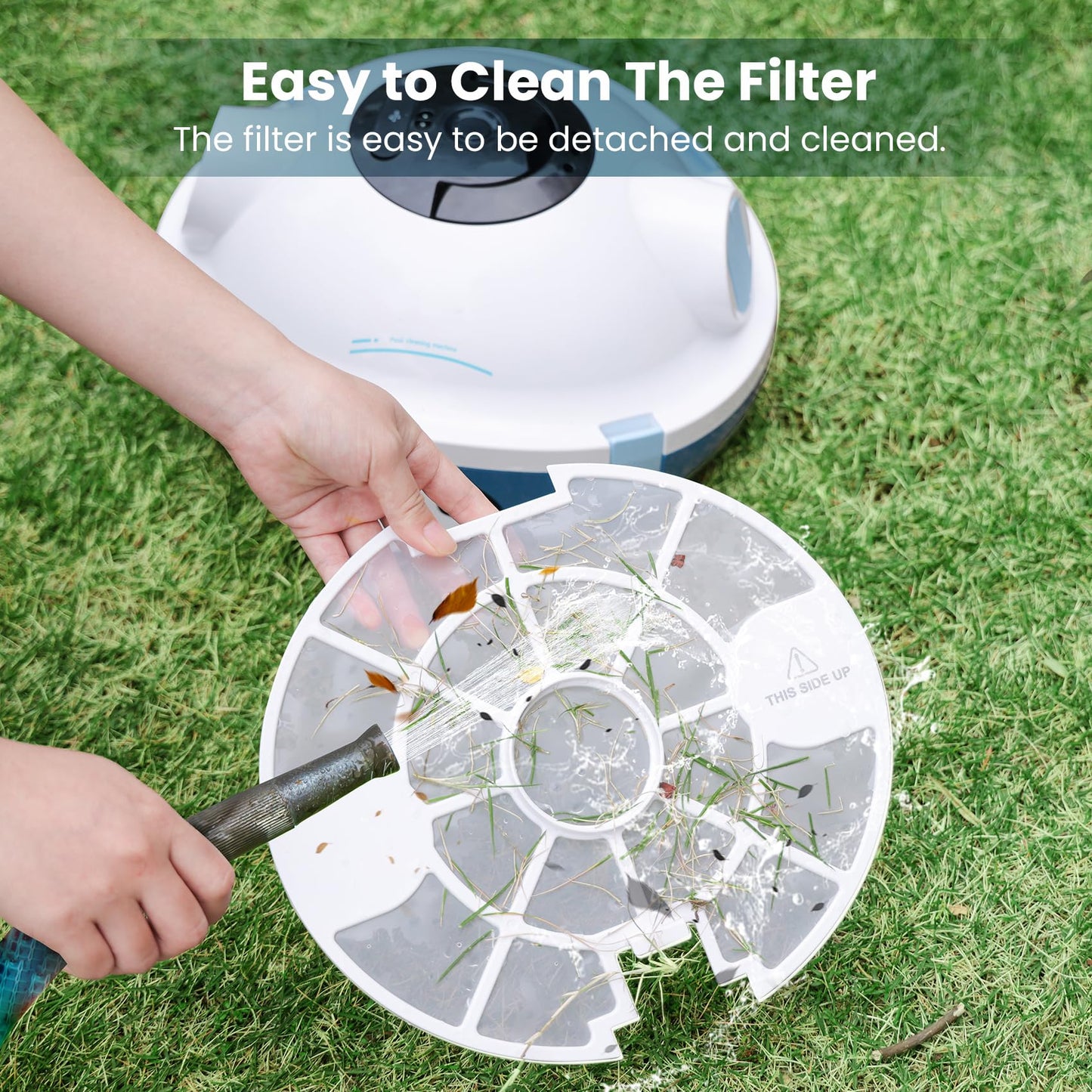 Y10 Cordless Robotic Pool Cleaner, Automatic Pool Vacuum - 90 Mins Runtime, Powerful Suction, Self-Parking, Lightweight for Above/Inground Pools Up to 65ft/1100 Sq.Ft (White)