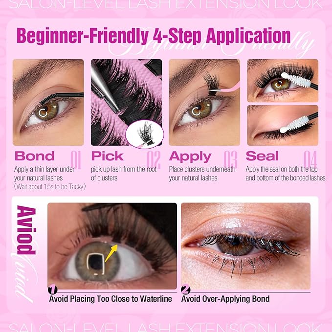Yawamica Fluffy Lash Clusters 10-14mm Short Eyelash Clusters Thick 200D Volume Cluster Eyelash Extensions D Curl Wispy Individual Lashes DIY Lash Extension for Soft Glam and Daily Wear