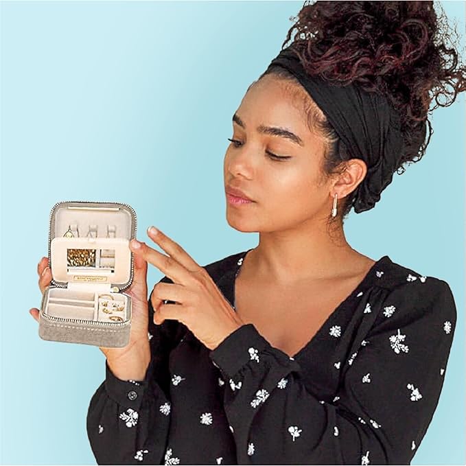 Benevolence LA Plush Velvet Jewelry Box | Travel Jewelry Case Organizer with Mirror | Featured in Oprah's Favorite Things | Best Gifts For Daughter, Girlfriend, Mom | Gifts For Her - Sage