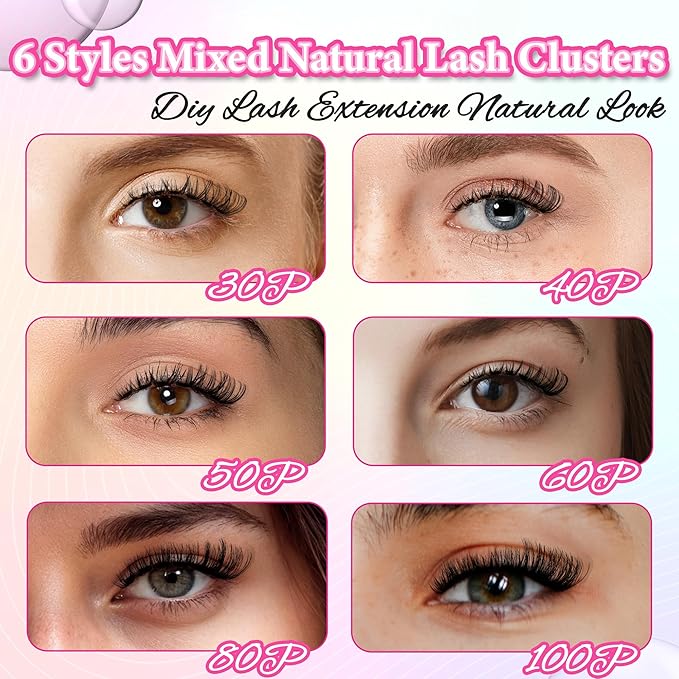 DIY Lash Clusters Kit Volume Lash Clusters Thick Eyelash Extension Kit Individual Lashes Thin Band Lashes Clusters Lash Bond and Seal Lash Tweezers