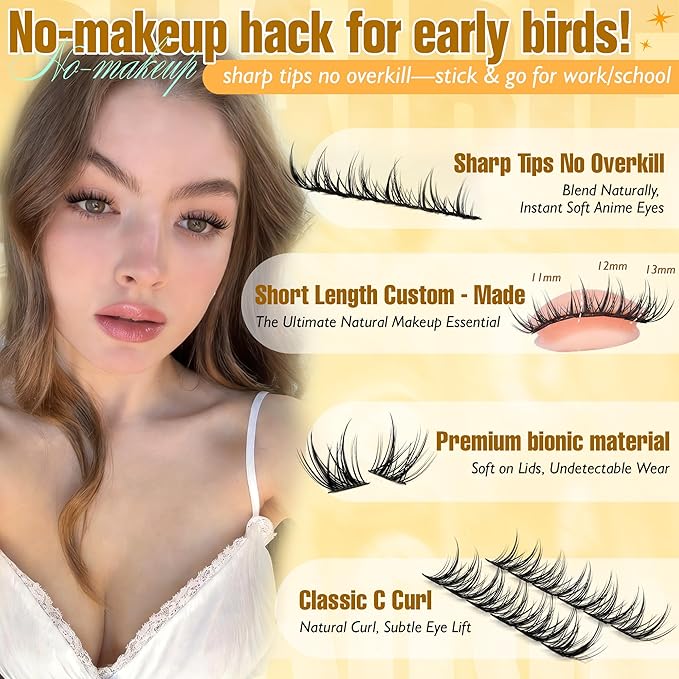 Manga Lash Clusters Wispy Eyelash Clusters Natural 180pcs Individual Lashes Spiky Lashes Clusters C Curly Cluster Eyelash Extensions 11-13mm DIY at Home Eyelashes Clusters by Ruairie