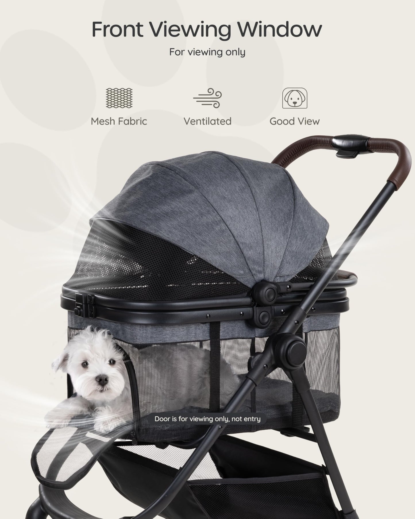 OJCME 3 in 1 Pet Carrier Stroller with Detachable Carrier, Foldable Dog & Cat Stroller for Small/Medium Dogs up to 33 lbs, Large Storage Bag, Full Window Mesh, One-Touch Dual Brake, Car Seat