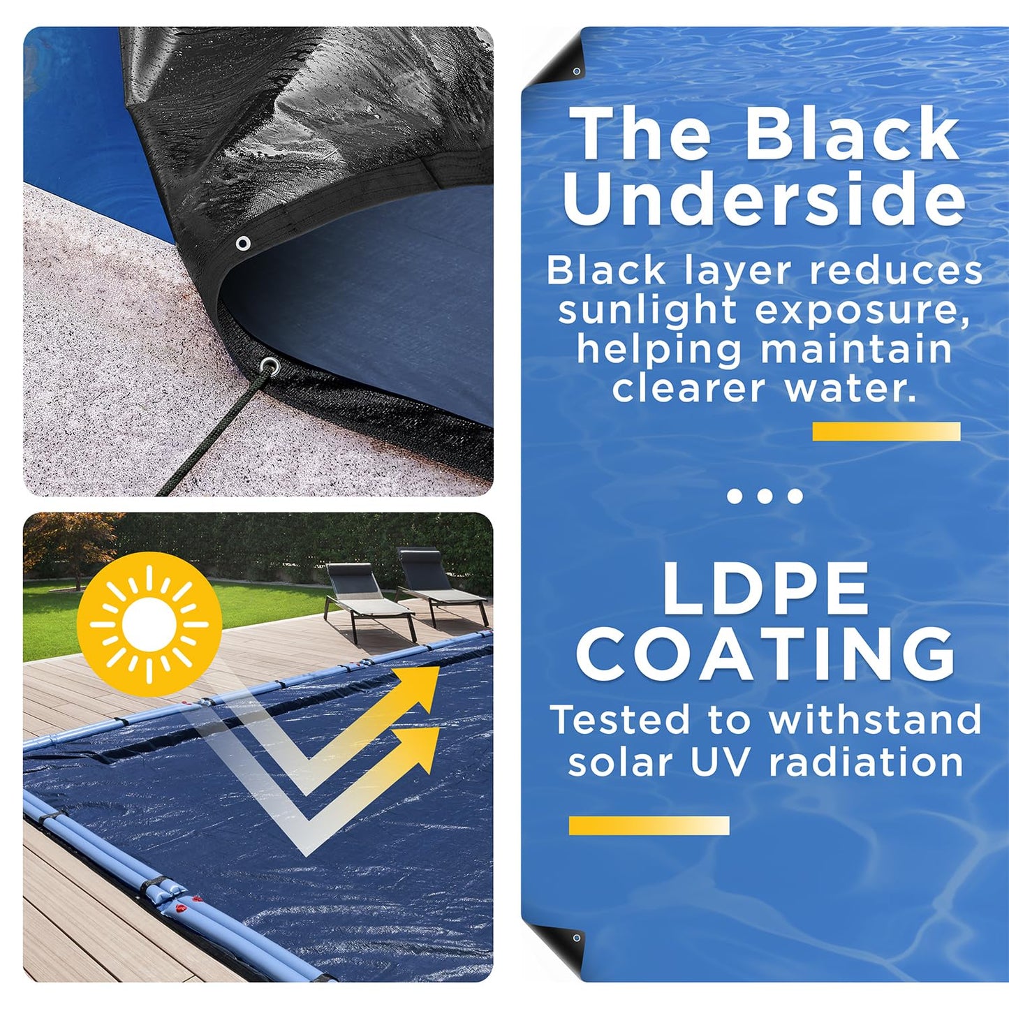 20-Ft x 40-Ft Pool Cover for Inground Pools - Rectangle Winter Cover Inground, Extra Thick Material and Durable Design, Cold and UV-Resistance, Easy Installation, Navy Blue