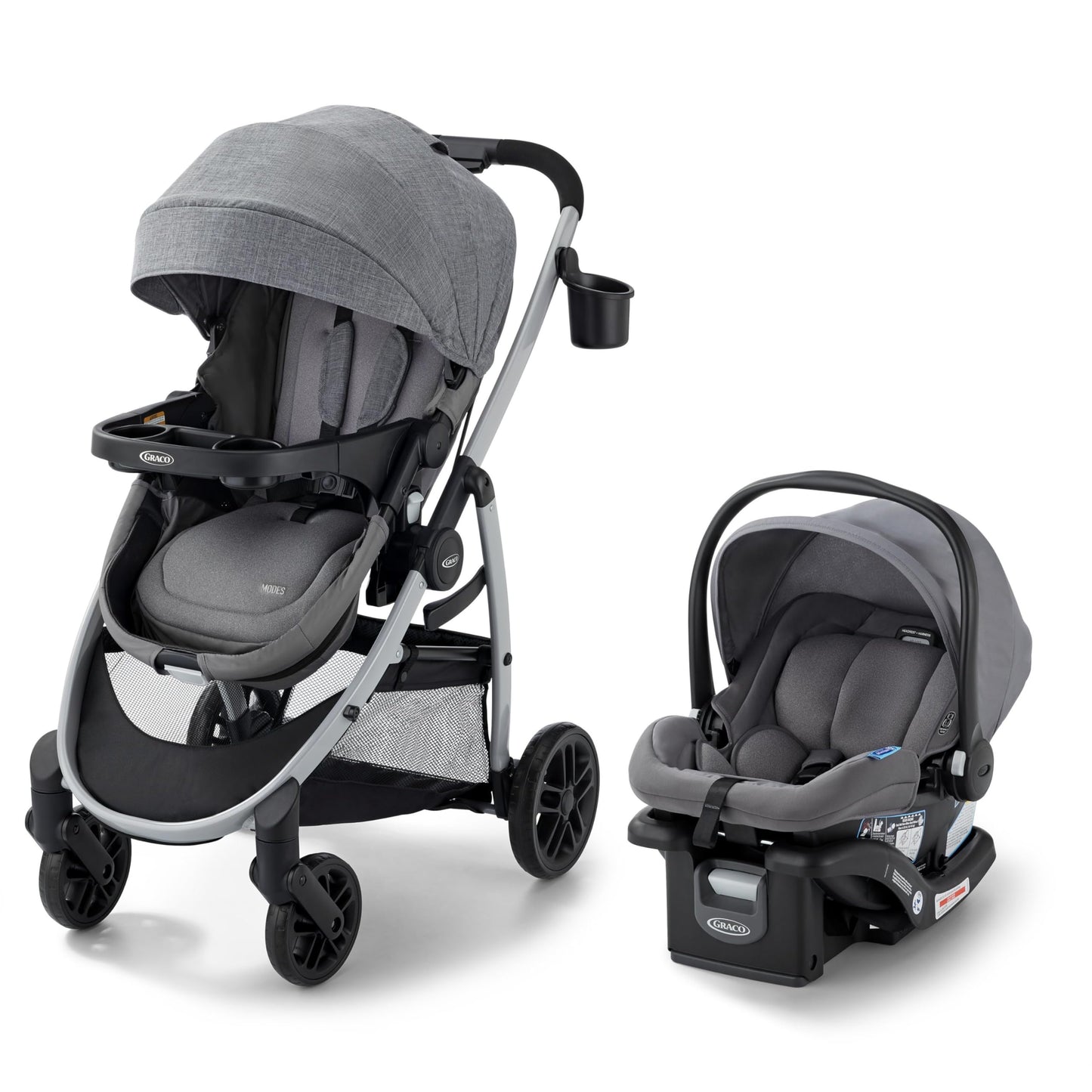 Graco® Modes Pramette Stroller, 3-in-1 Baby Stroller, 3 Modes from Infant Car Seat Carrier, Infant Pramette, to Toddler Stroller, Reversible Seat, One Hand Fold, Extra Storage, Child Tray, Pierce