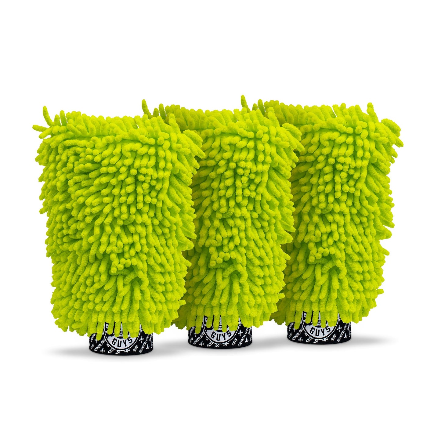 Chemical Guys, Chenille Premium Scratch-Free Microfiber Wash Mitt, Lime Green, 9.6" x 2.3" x 7" (3 Pack) - MIC49303
