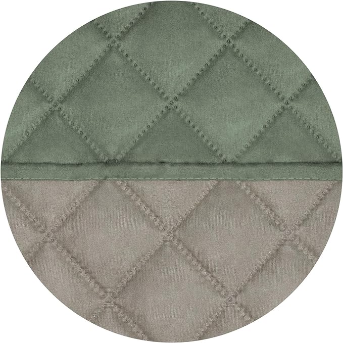 PureFit Reversible Quilted Sofa Cover, Water Resistant Slipcover Furniture Protector, Washable Couch Cover with Non Slip and Elastic Straps for Kids, Dogs, Pets (Sofa, Greyish Green/Beige)