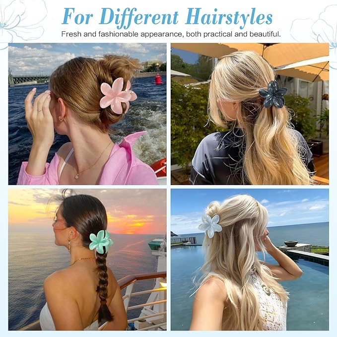 6 Pack Flower Hair Clips for Women, Flower Claw Clips for Thick Thin Hair, Cute Hair Barrettes Elegant & Durable, Fashion Hair Accessories Stylish Hair Claw Clips for Women & Girls (Assorted Colors)