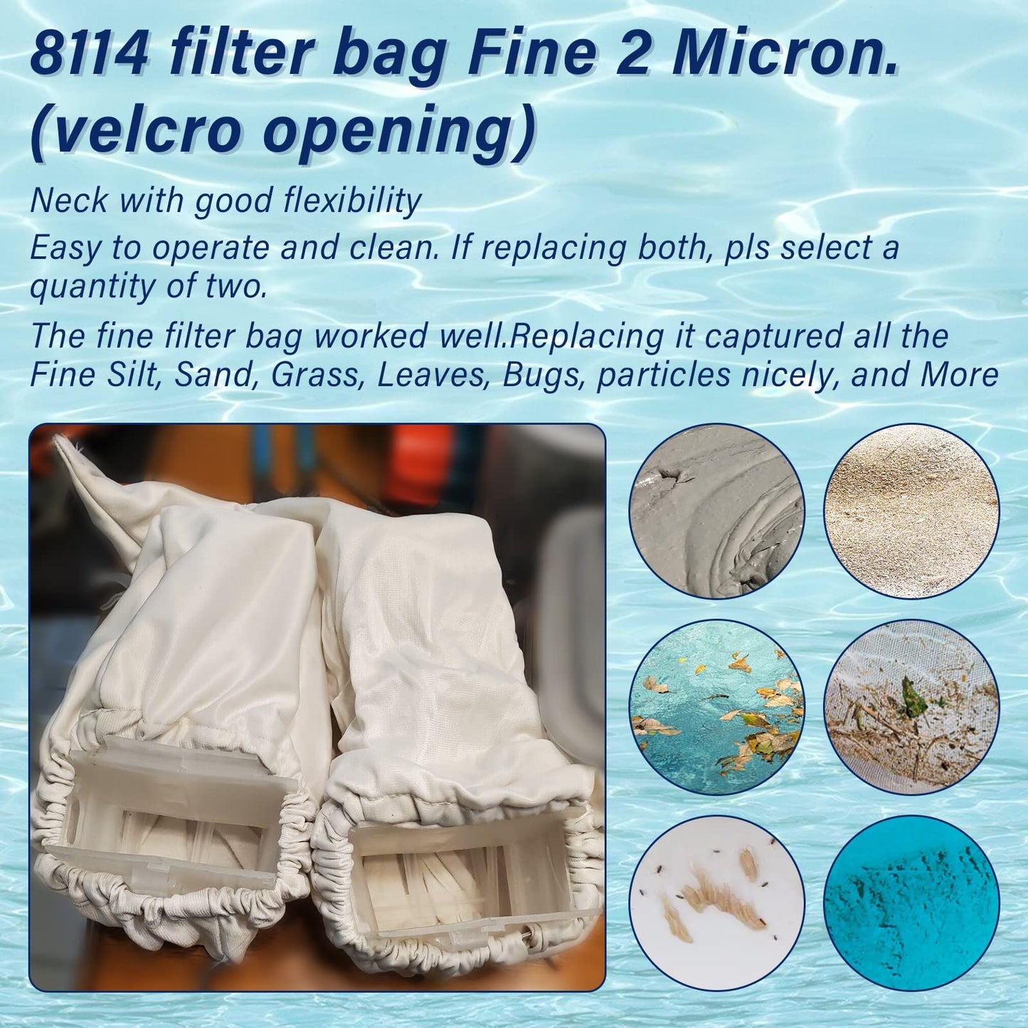Pokin Upgrade Pool Cleaner Fine Filter Bag Replacement for Aquabot/Aqua Filter Bag Products 8114,Fits Pool Spa Part Small Wheeled Aquabot Cleaners S-2-40 S2-50 Pura 4X Pura 5X