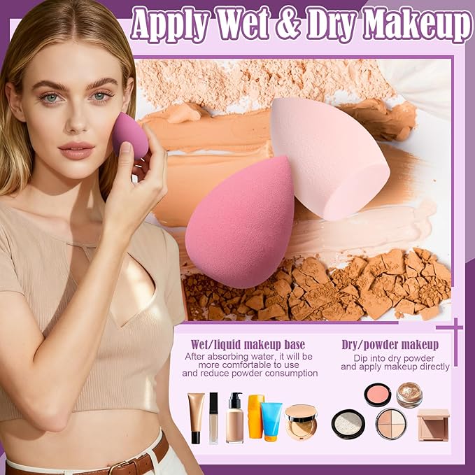 17PCS Makeup Sponge Set for Foundation with 6PCS Powder Puff, 3PCS Mini Makeup Sponges, 3PCS Foundation Mini Make Up Sponge Puff and 1PCS Make Up Sponges Holder
