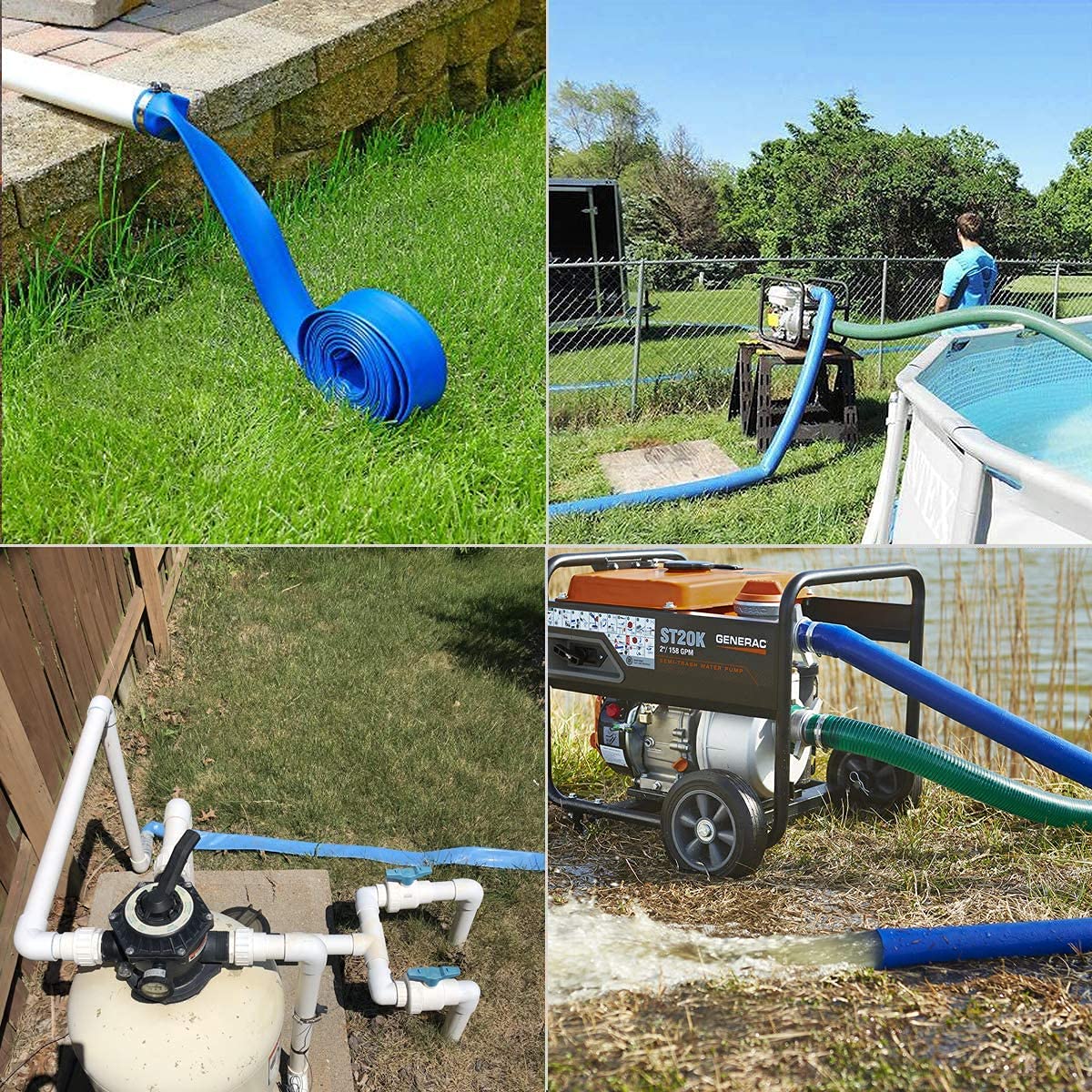 Eastrans 2.5" x 50 FT Pool Backwash Hose,Flat 4 inch Width,Heavy Duty Flat Discharge Hose,Weather and Burst Resistant, Best Pool Hoses for Inground Pools,Pool Filter Hose & Pool Drain Hose