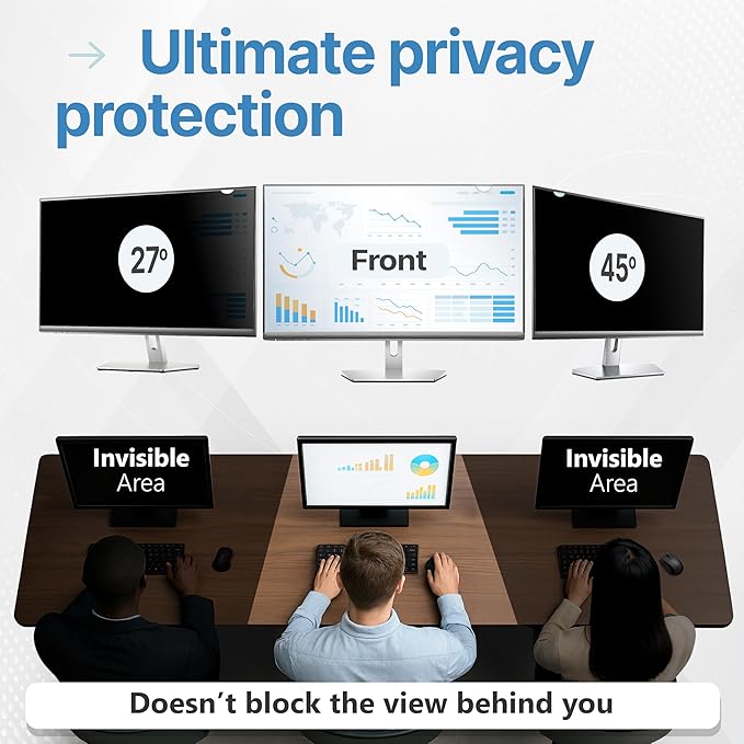 VINTEZ 25 Inch 16:9 Privacy Screen for Computer Monitor and Laptop - Anti Glare Protector Film Blue Light Filter Eye Protection - Computer Screen Privacy Shield, [1 Pack]