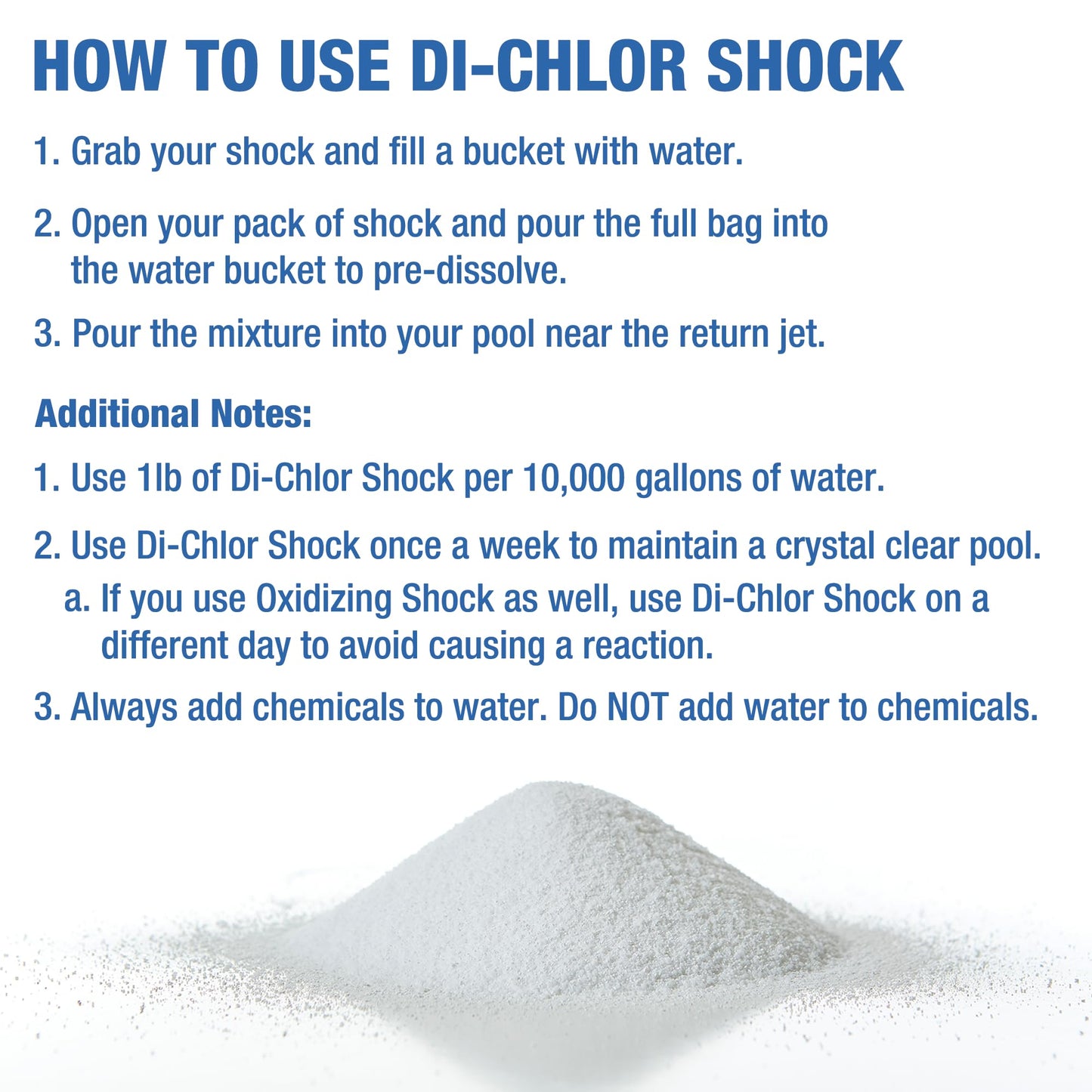 Doheny's Di-Chlor Shock | 100% Professional-Grade | Calcium-Free Pool Sanitizing and Shock Treatment | for Salt & Chlorine Pools | 56% Stabilized Chlorine | 12 x 1lb Bags (12lb Total)