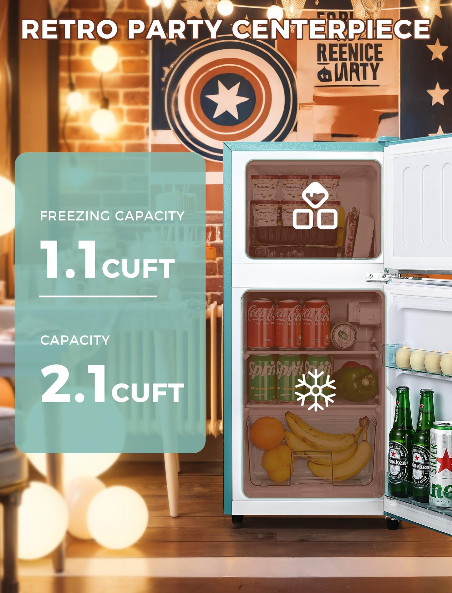Anypro 3.2 Cu.Ft Fridge with Freezer, Double Door Refrigerator with Freezer, Temperature Control, Adjustable Shelves, Fridge for Office, Bedroom, Dorm, Garage, RV