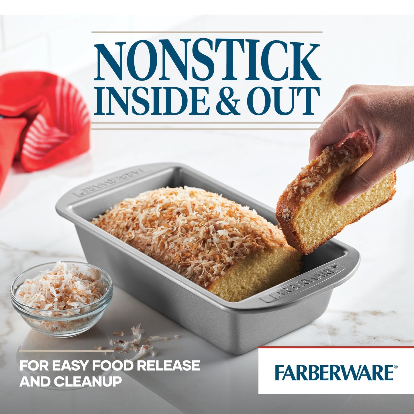Farberware Nonstick Bakeware 9-Inch x 5-Inch Loaf Pan, Gray