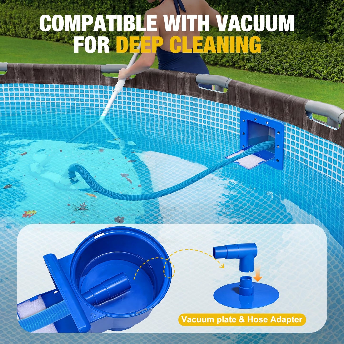Above Ground Pool Skimmer, Heavy Duty Through-Wall Mount Pool Skimmer Kit with Accessories, Universal Fit for Standard Wall Openings, Klein Blue in-Wall Surface Skimmer Includes Leak-Free Teflon Tape