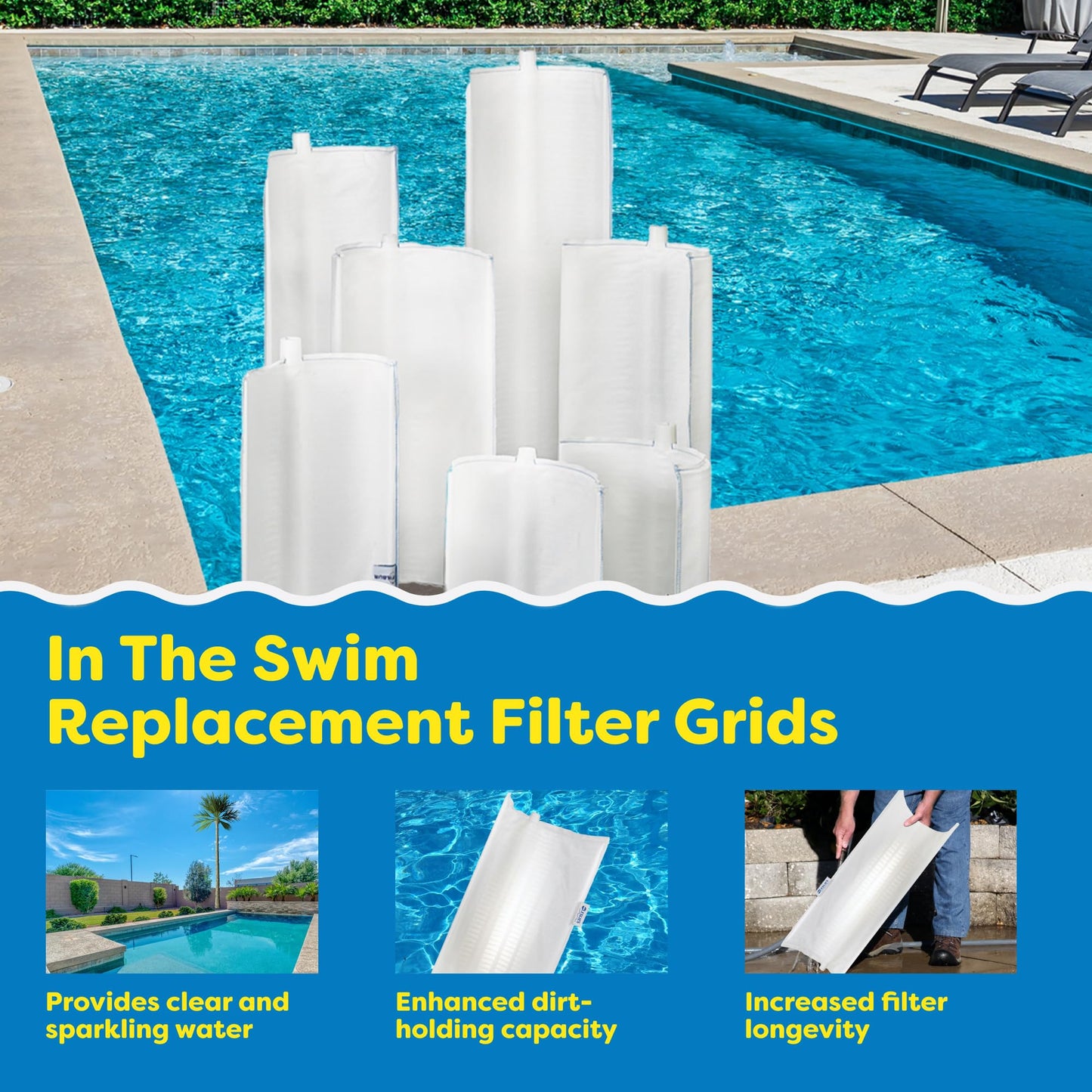 In The Swim 48 sq. ft. Complete DE Pool Filter Grid Set (7 Full, 1 Partial) AA18003 - Replacement 48 sq. ft. DE Pool Filters