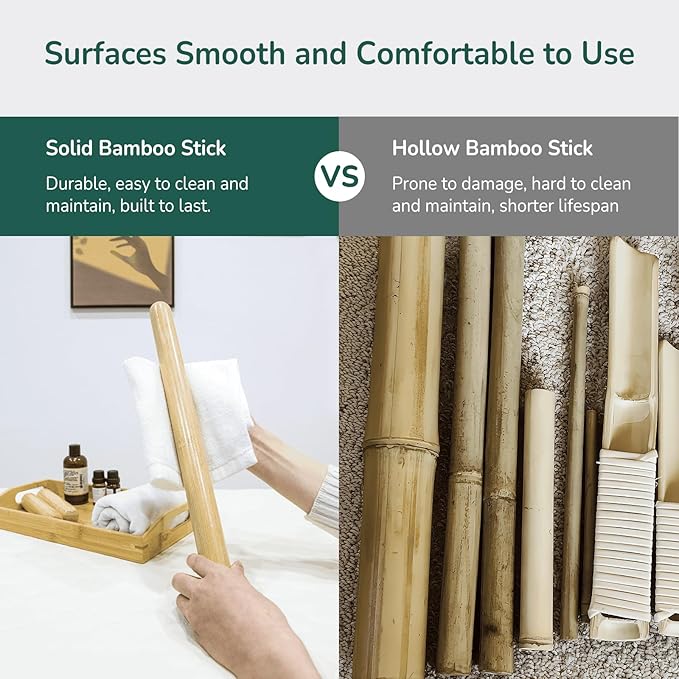 Bamboo Massage Stick - Body Shaping Roller, Guasha Massage Tool for Relaxing Muscles