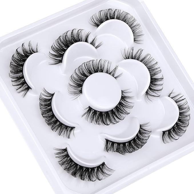 False Lashes Russian Strip Lashes DD Curly False Eyelashes Natural Look Fluffy Fake Eyelashes Pack