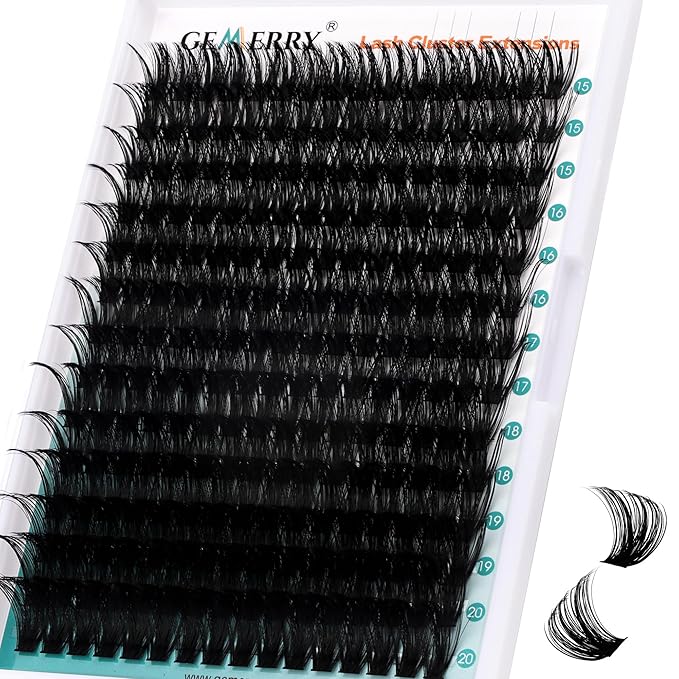 Eyelash Clusters Fluffy Lash Clusters Thick 280pcs Cluster Eyelash Extensions DIY At Home Individual Lashes Cluster Lashes by GEMERRY（100P-15-20mm)