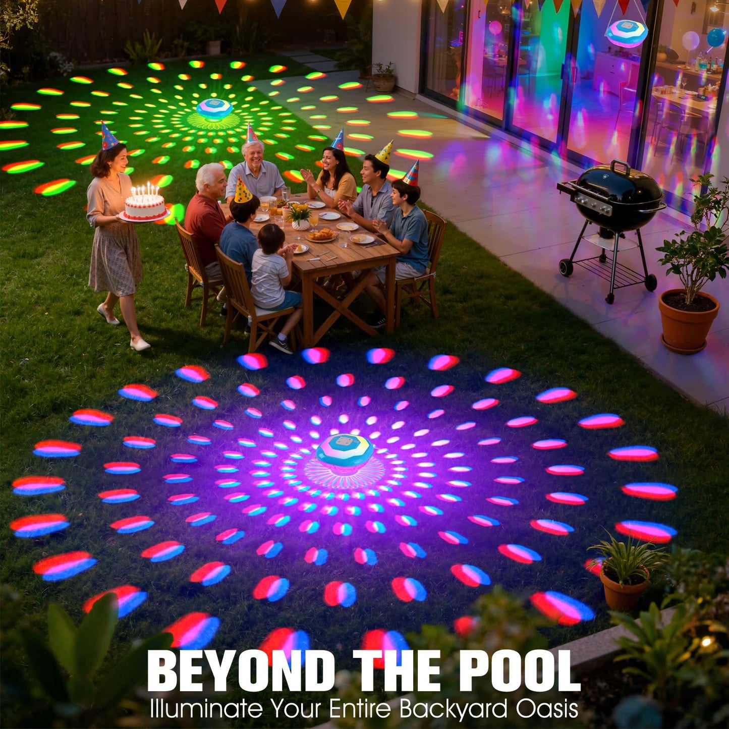 LightHacker Floating Pool Lights,Upgraded Pool Lights That Float,6000mAh Rechargeable Color Changing Pool Lights,IP68 Waterproof LED Lighting for Inground Above Ground Swimming Pools,Hot Tub,Party 1PC