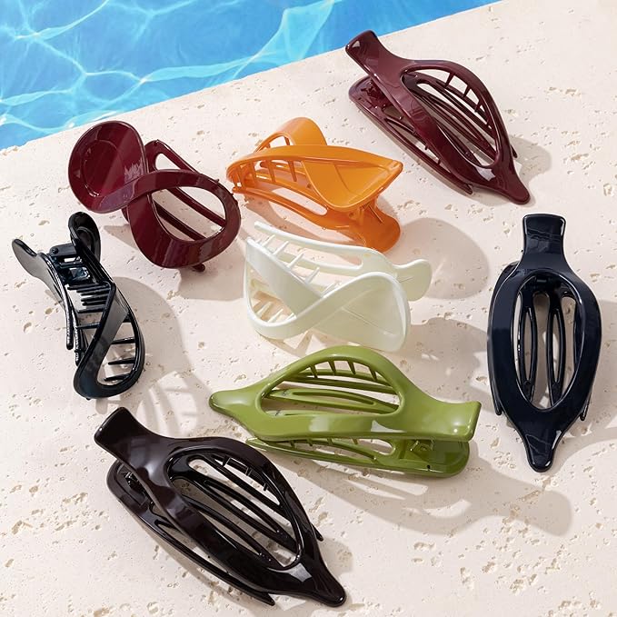 8 Pcs French Flat Hair Clips for Women Classic Claw Clips for Thick & Thin Hair No-Slip Hair Claw Strong Hold Styling Barrettes Accessories