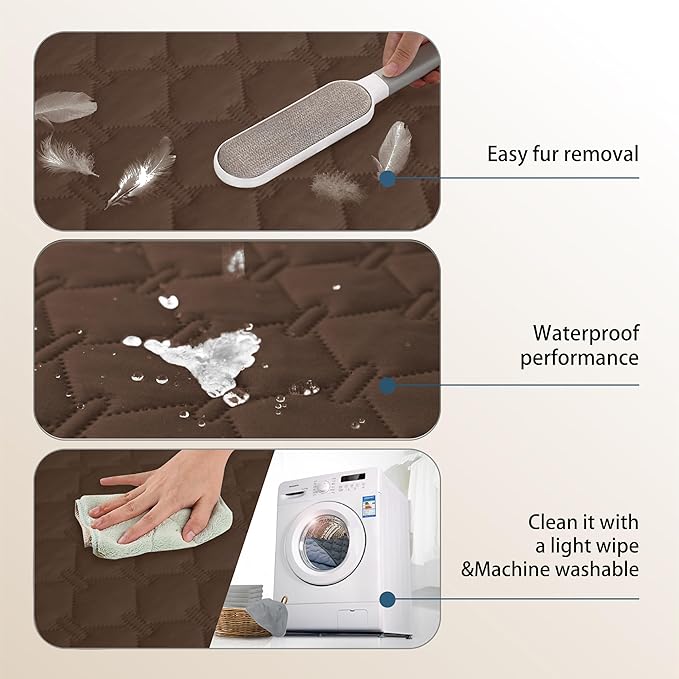 gogobunny 3X Stronger Waterproof Pet Blanket, Scratch Proof Furniture Protector for Dogs Cats, Reversible Cover 82x102 Inch, Dark Chocolate