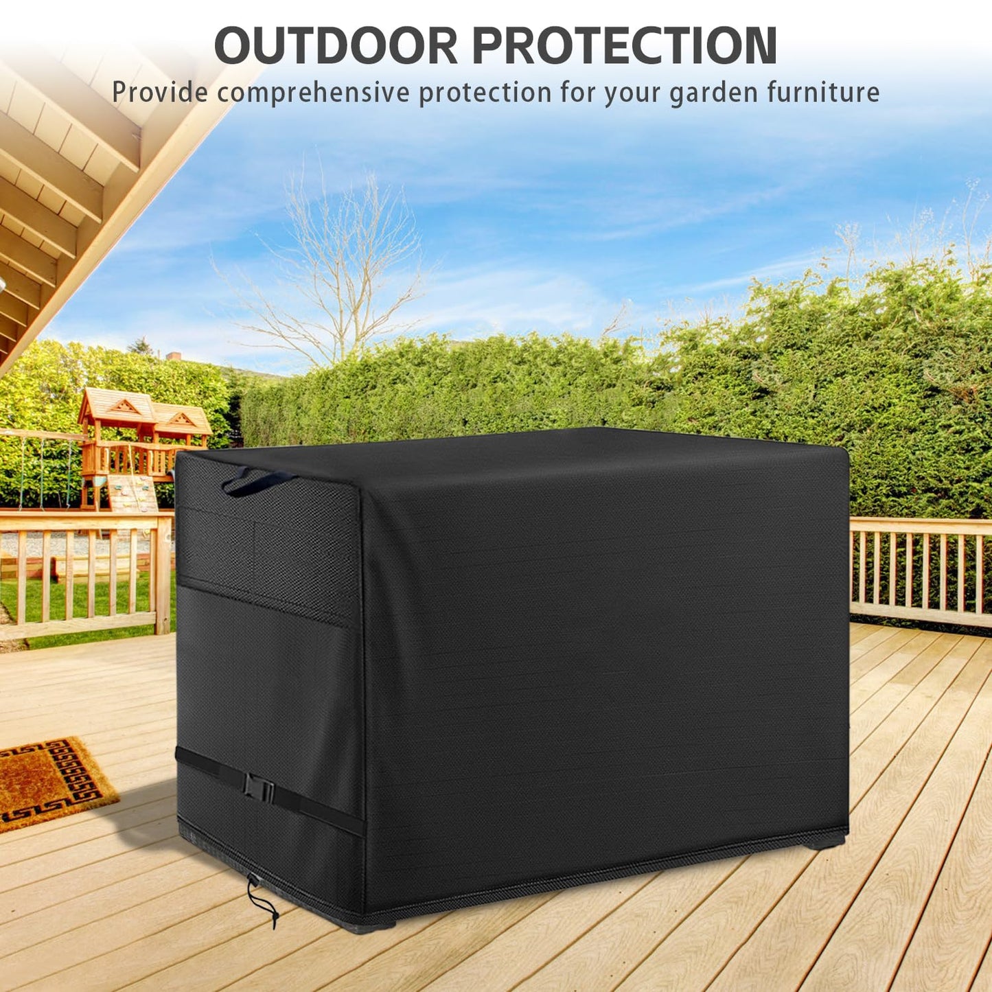 Wnanan Outdoor Dining Table Cover - Heavy Duty Waterproof Cover for Patio Metal Steel Slat Table, Compatible 64" x 38" Black