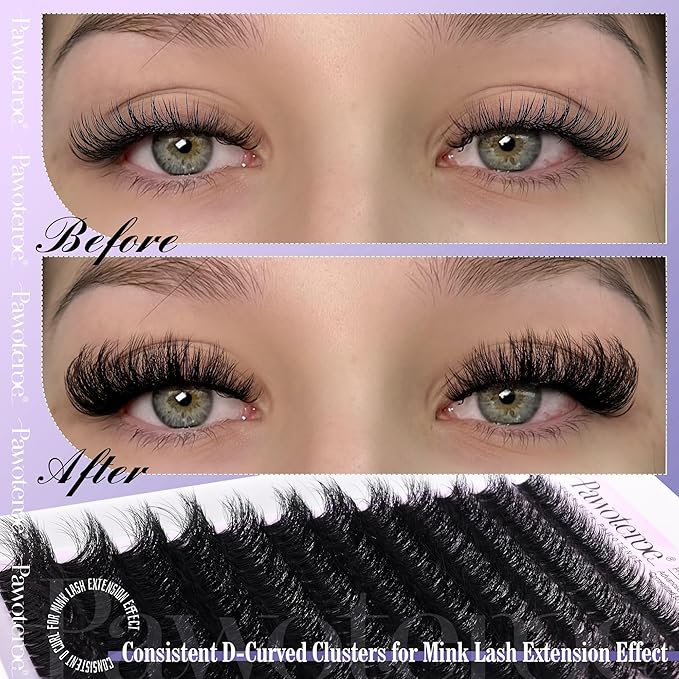 Lash Extension Kit Lash Clusters 80D Full DIY Cluster Eyelash Extension Kit 10-20mm Individual Lashes Mink with Lash Bond and Seal, Lash Tweezers for Self Application (Mink 80D,10-20mm, Kit)