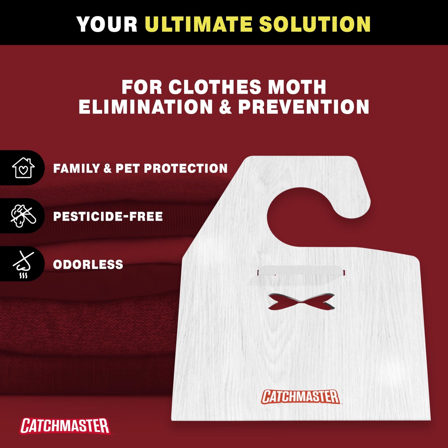 Catchmaster Clothing Moth Traps with Premium Extra Strength Odorless Pheromone Technology – XL Hardwood Design, Extra-Strength Glue – Traps & Targets Casemaking and Webbing Moths - 6-Pack