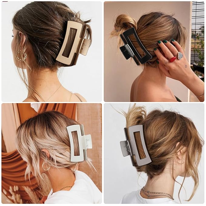 4.1 Inch Hair Clips - 8 Pcs Square Jaw Clips for Thick and Thin Hair, Rectangular Hair Accessories for Women and Girls(Metallic Color)