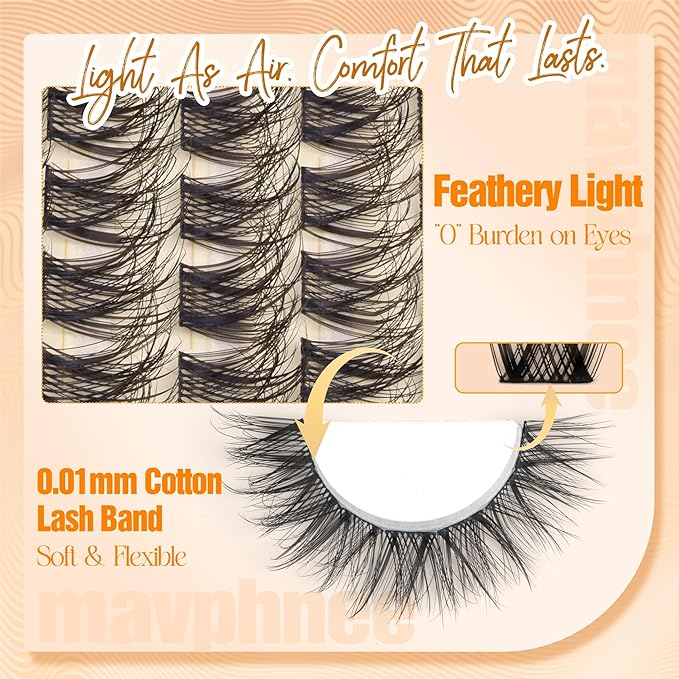 14MM Lash Clusters Natural Cluster Eyelash Extensions Wispy Cluster Lashes Extension 5D Fluffing Individual Lashes Whispy Eyelash Clusters 99Pcs for Everyday Wear