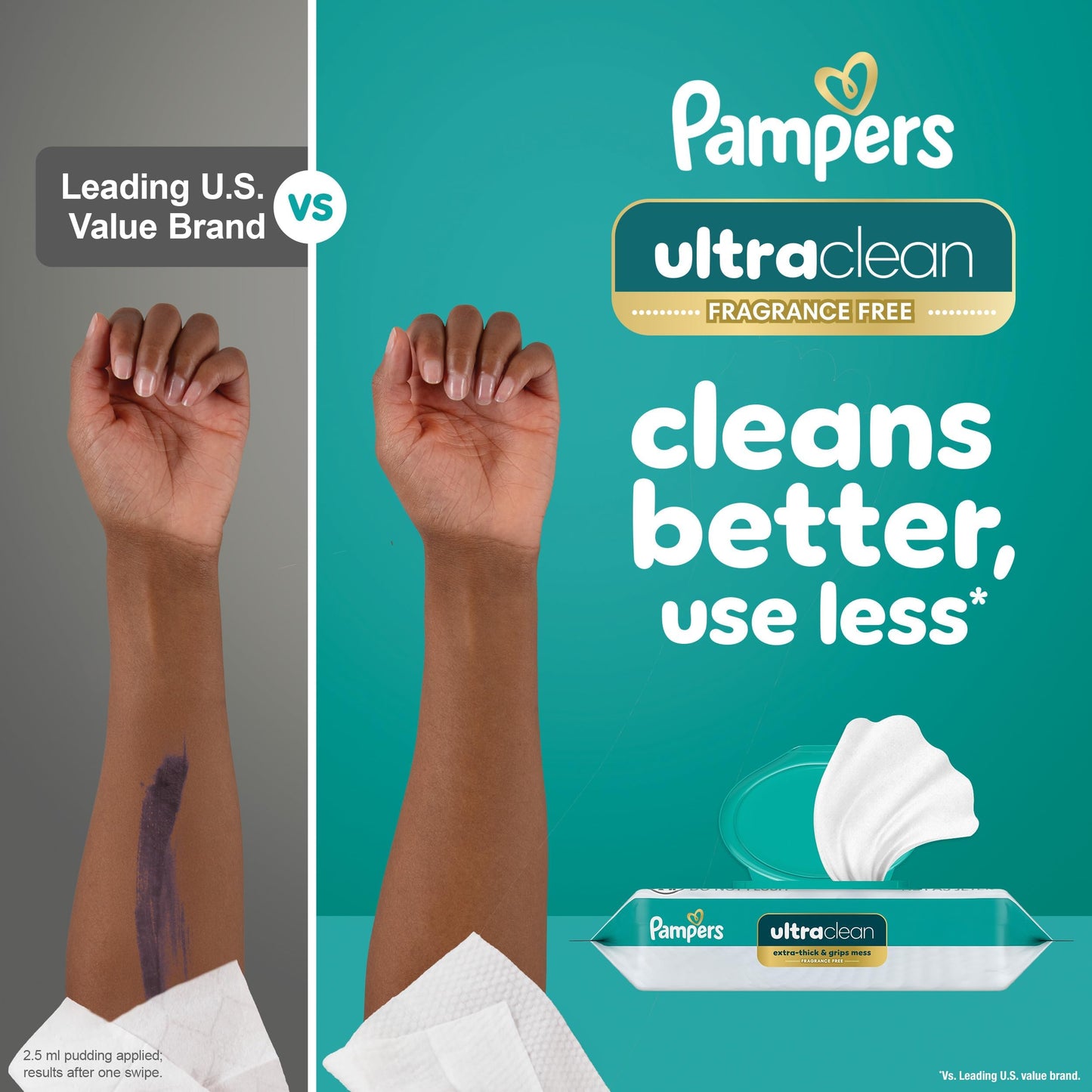 Pampers Ultra Clean Baby Wipes (Previously 'Free & Gentle'), 99% Water, Hypoallergenic, Unscented, 100% Plant Based, Plastic-Free, 624 Baby Wipes Total (8X Flip-Top Packs) [Packaging May Vary]