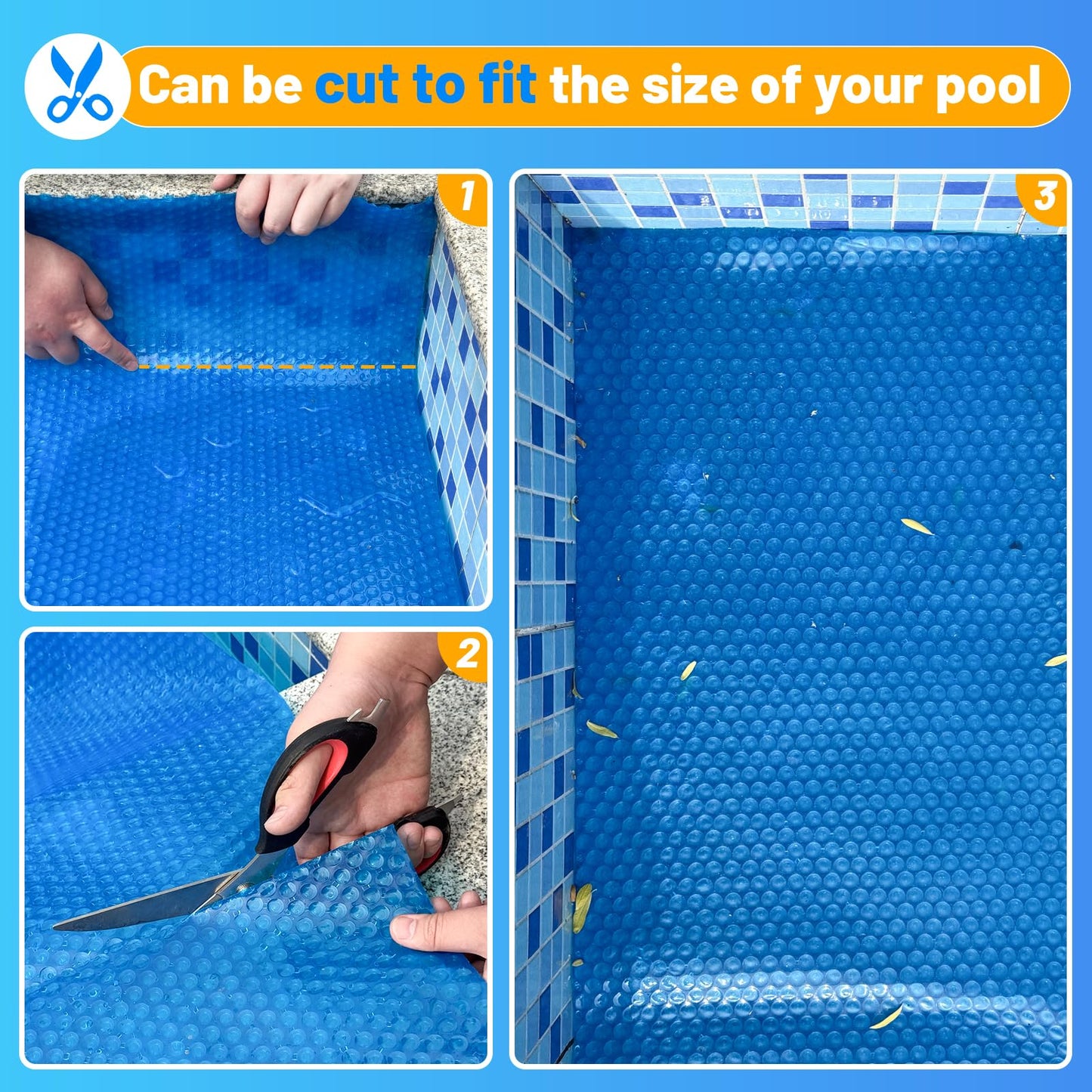 ALLAREN Solar Pool Cover 9x18 Foot Rectangle, 10Mil Blue Bubble Pool Blanket for Inground & Above-Ground Pools | Solar Heating Cover | UV-Resistant & Energy Efficient