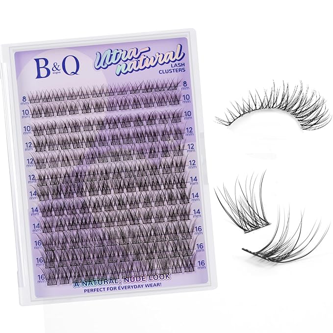 B&Q Natural Lash Clusters 05 - Cluster Eyelash Extensions, Pestañas Postizas Naturales Style Eyelashes Comfort Fit - Day-to-Night Natural Effect - Office & Date Ready For Effortless Beauty(8-16mix)