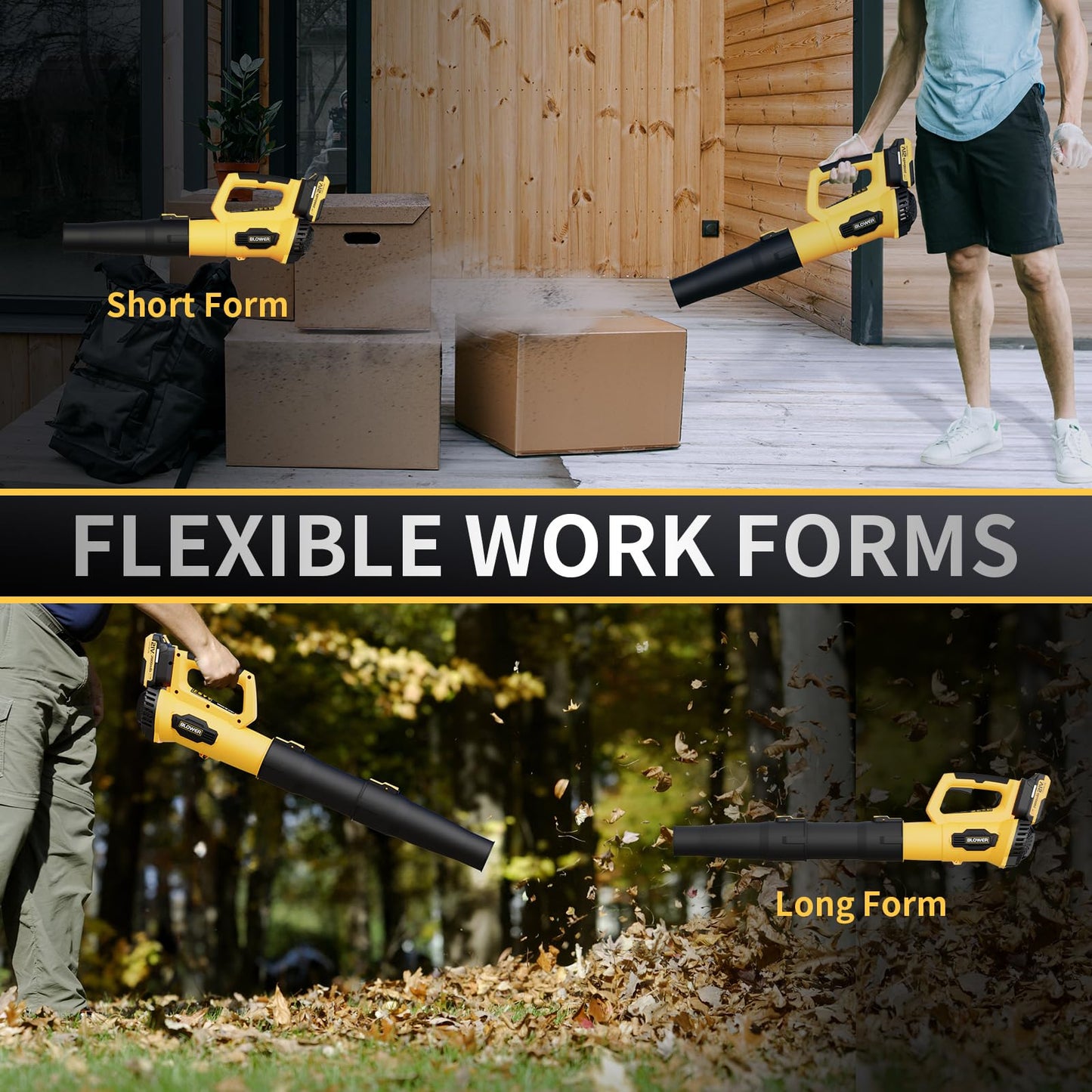 LEAPUL Leaf Blower, 21V Electric Cordless Leaf Blower, 2 X 2.0Ah Batteries and Charger Included, Lightweight Leaf Blower for Patio Cleaning, Lawn Care, Blowing Leaves and Dust, etc. LP69, Yellow