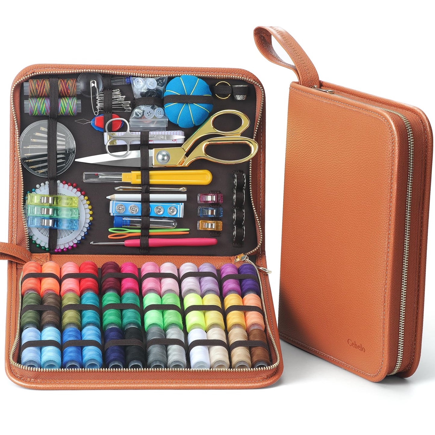 Cebelo Large Sewing Kit for Adults: 232 Pcs Sewing Supplies for Hand Mending Clothes Emergency Repair for Home Travel Dorm - 2026 Christmas Gifts for Mom Grandma Students Beginner (Brown)