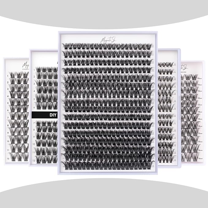DIY Lash Extensions Kit 320pcs Individual Lashes Clusters 60D 80D Eyelash Extension Kit with Applicator and Lash Bond&Seal,Clusters Lash Glue Remover For False Eyelash Mix 10-16mm (60D+80D KIT)
