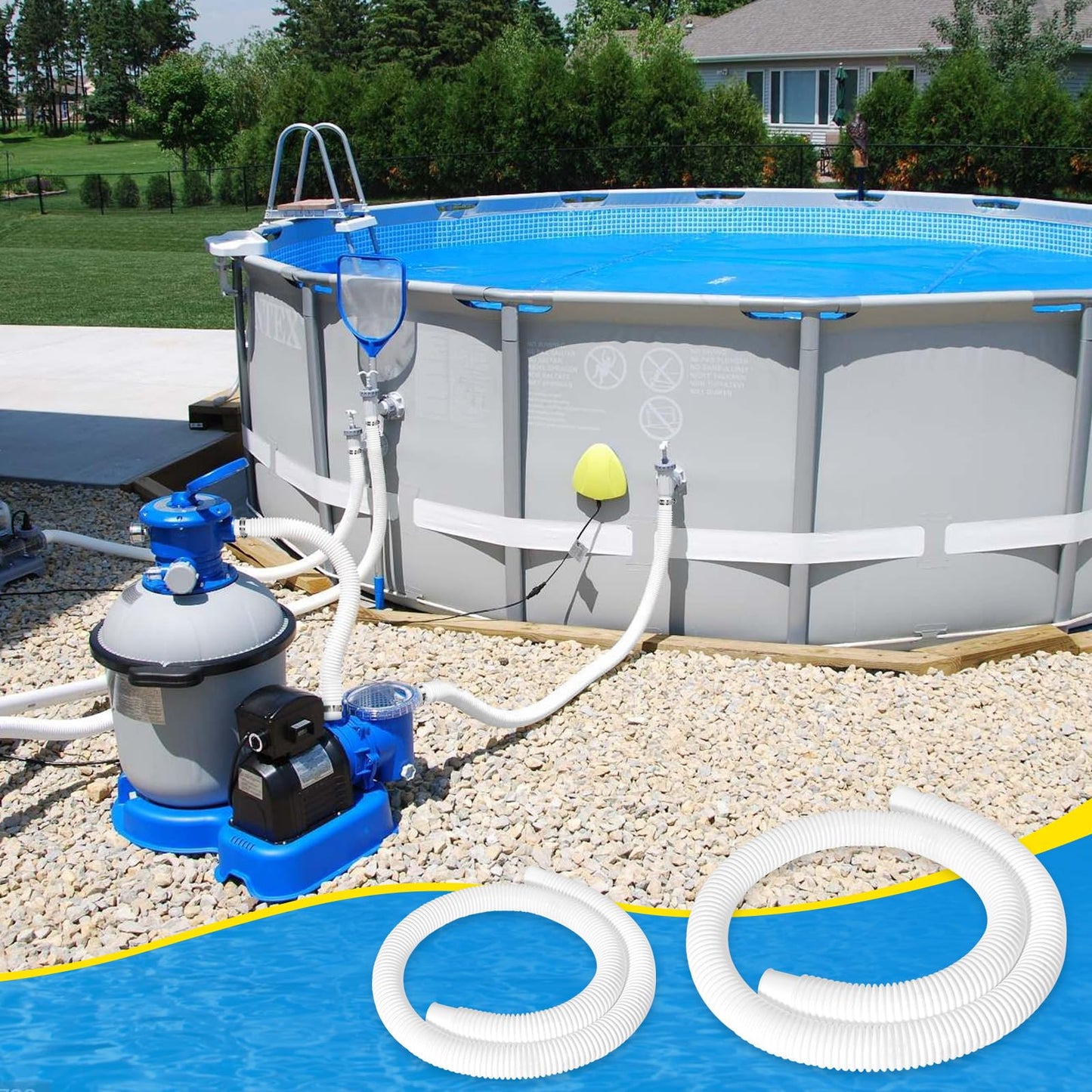 4 Pcs 1.25" Pool Hose, 59" Long Accessory Pool Pump Replacement Hoses, Compatible with All Above Ground Pool Filter Pumps that Use 1 1/4 Diameter Hoses