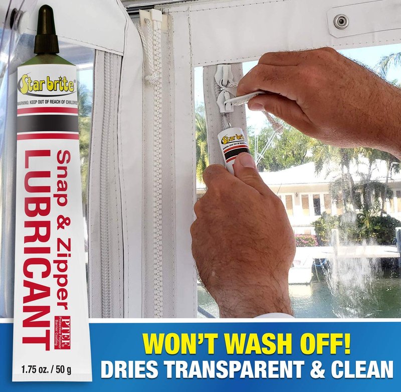 STAR BRITE Snap & Zipper Lubricant - Clear, Non-staining for Clothes, Jeep Tops, Wetsuits, Dive Suits, Gear Bags, Coolers, Biminis, Cushion Covers & More 1.75 OZ (089102)