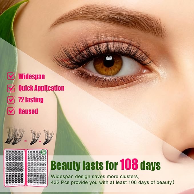Lash Clusters - Wispy Fluffy Eyelash Clusters Natural lash extentions Biodegradable eyelash extensions individual lashes Light weight for beginner DIY at Home 0.05mm