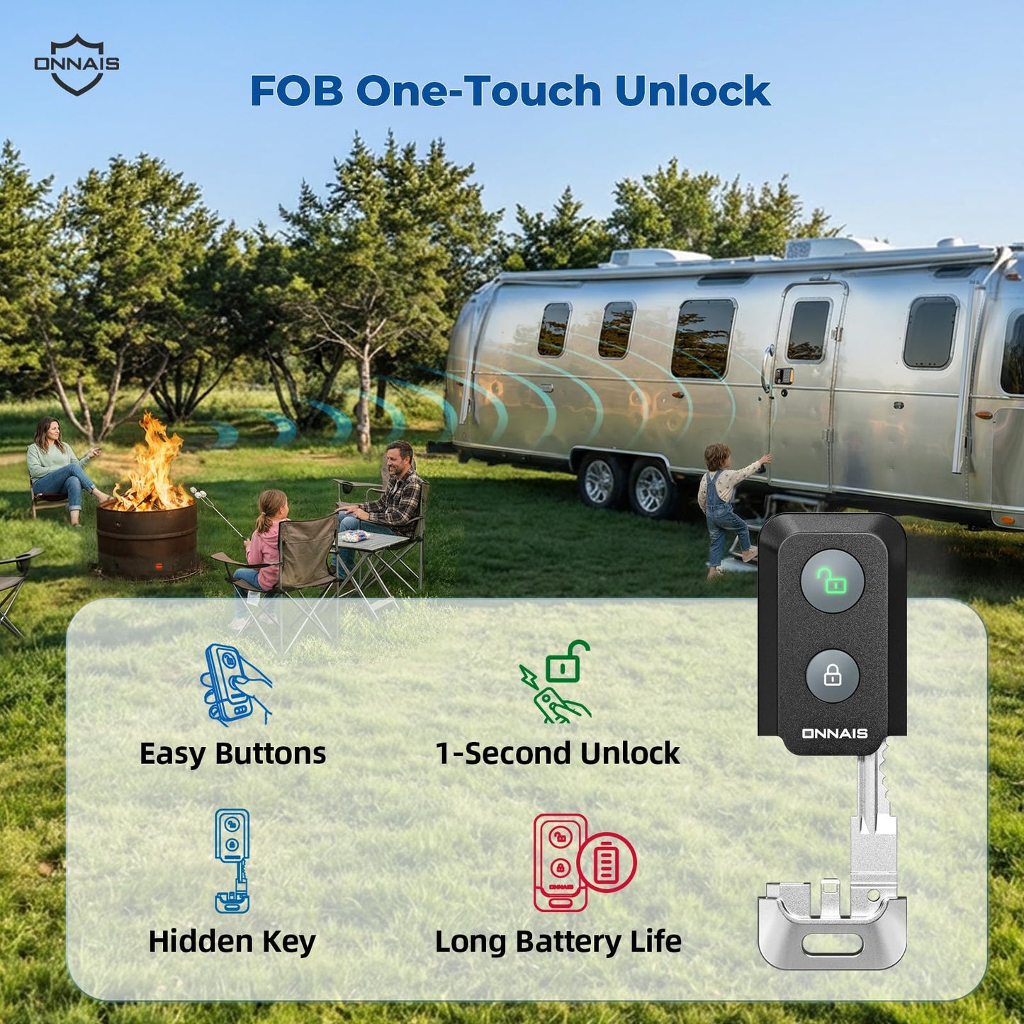 ONNAIS Full Metal RV Keyless Entry Door Lock with Password & Remote, Fits Most Trailers and 5th Wheels, Ideal Gifts for RV Owners