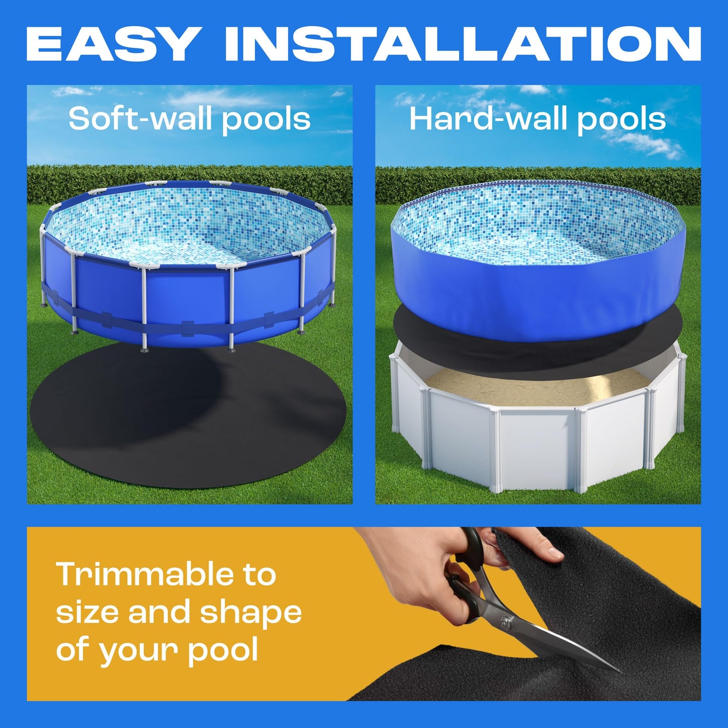 Yankee Pool Liner Pad, 24 Ft Round Puncture Proof Pool Mat, Above Ground Pool Liner Protector Against Tearing, Grass, Under Pool Pad to Prolong Swimming Pool Liner Life