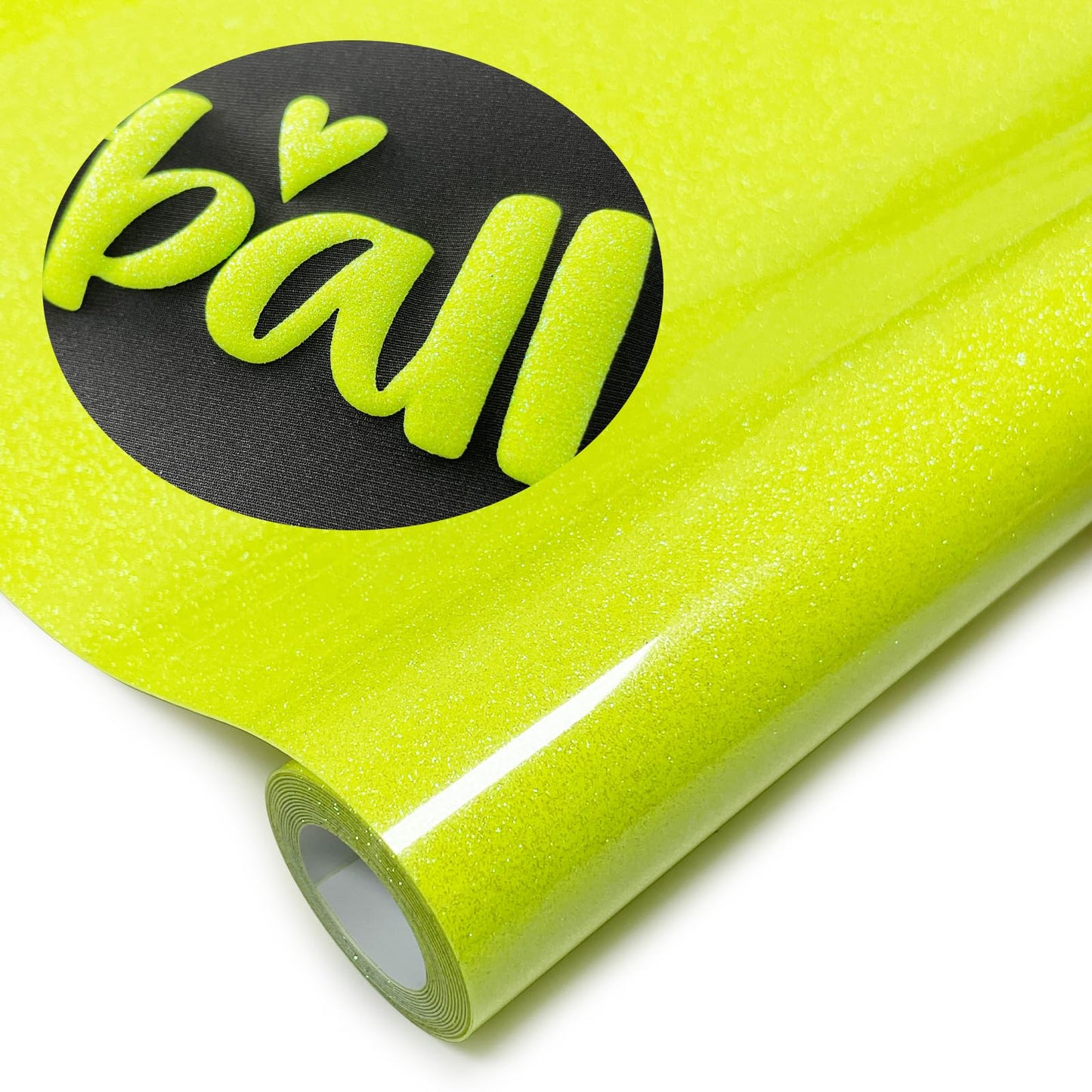 Fluorescent Yellow Glitter Puff Vinyl Heat Transfer 12" x5ft 3D Puff HTV Vinyl, Glitter Puffy Iron-On for Fabrics, Perfect for T-Shirts, Bags, Pillows, Compatible with Cricut