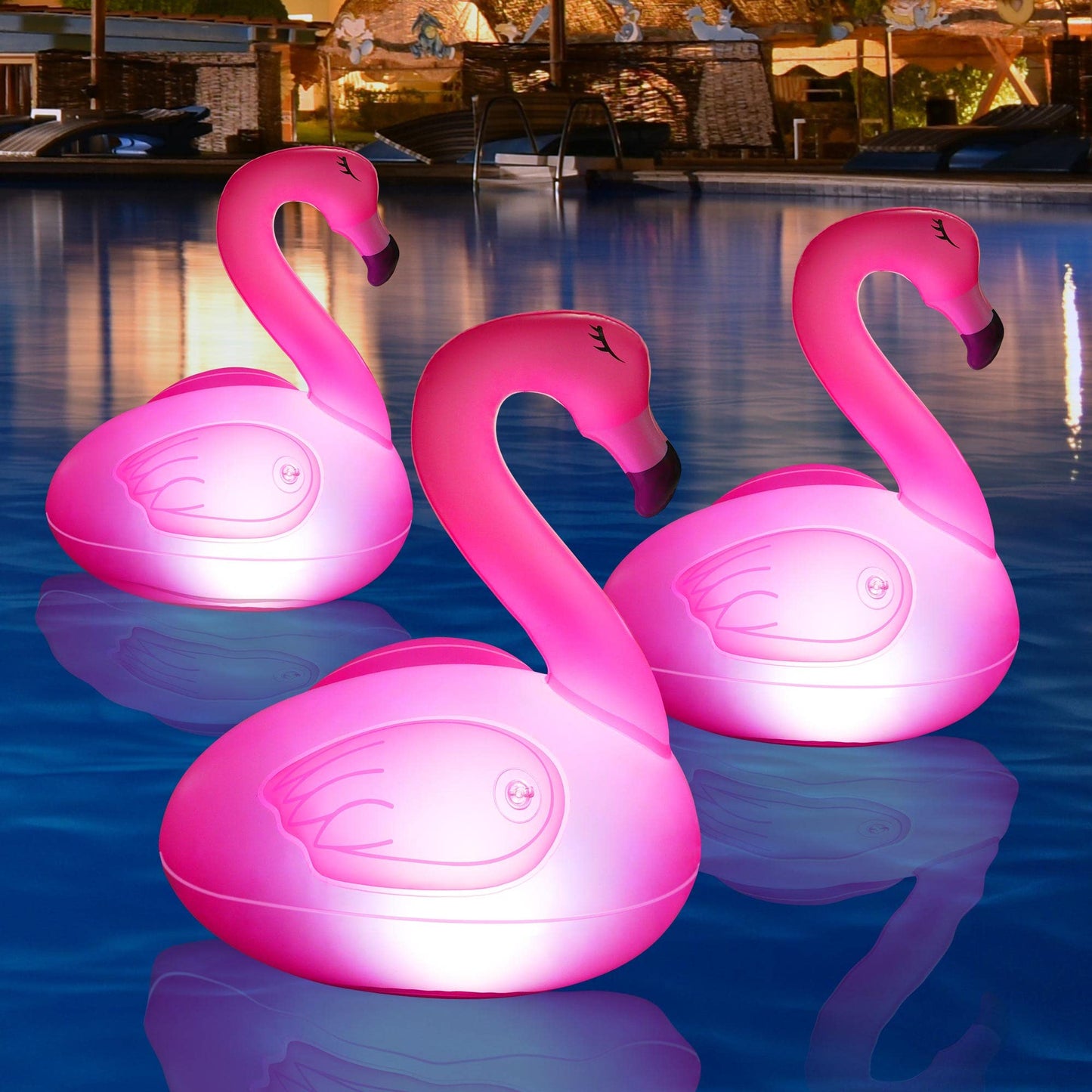 Toodour Floating Pool Lights, 3 Packs Solar Flamingo Pool Lights that Float, Waterproof Glow in The Dark Inflatable Solar Powered Flamingo Lights for Swimming Pool, Party, Garden, Patio, Outdoor Decor